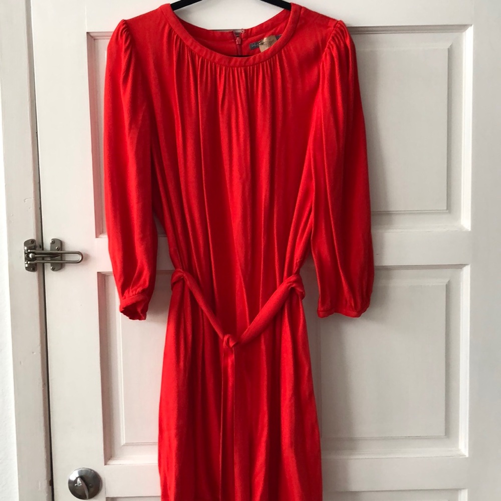 Piper orange/red sash dress